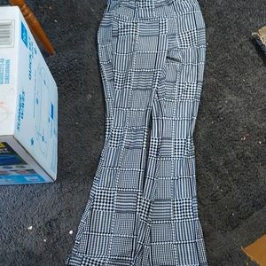 Black white silky flared bottoms